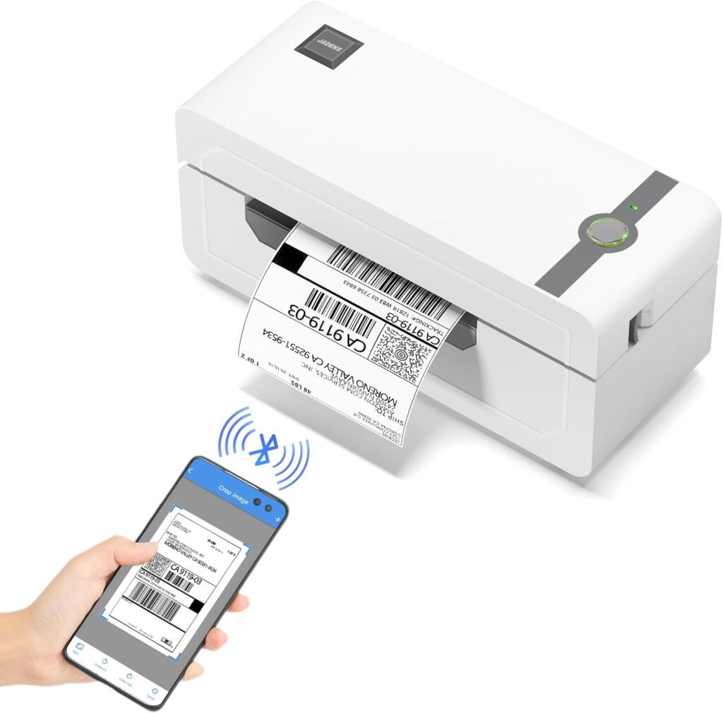 JADENS Bluetooth Thermal Label Printer, 4x6 Wireless Label Printer for Shipping Packages, Support Android, iPhone and Windows, Widely Used for Amazon, Ebay, Shopify, Etsy, USPS